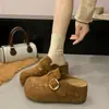 Mules estilo Birkenstock para mujer con pedrería que aumentan la altura, chanclas perezosas de meter para uso en exteriores, nuevo modelo de otoño