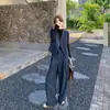 Conjunto Chaleco y Pantalón de Pierna Ancha Shandali Didi para Mujer Otoño Temprano Nuevo Estilo Coreano Temperamento para el Trabajo Conjunto de Dos Piezas