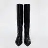Otoño 2026 Nueva Moda Tacón de Ojo de Gato Botas de Caballero Estilo Británico Punta Puntiaguda Botas Largas Hasta la Rodilla Talla Grande Caña Alta Botas para Mujer