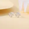 Aretes de Plata de Ley S925 Chapados en Oro Camelia Huecos Simples y Elegantes de Alta Gama Yuebao Jewelry Suministro Transfronterizo