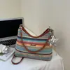 Nova Bolsa Pequena Arco-Íris de Verão 2026 para Mulheres, Bolsa Dumpling Versátil da Moda para o Dia a Dia, Bolsa de Ombro Transversal Elegante Tecida