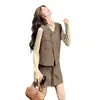 Otoño 2026 Nueva Moda Casual Adelgazante Simple Cómodo Agradable a la Piel Ropa Interior + Chaleco + Falda Corta Conjunto de Tres Piezas