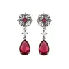 Pendientes Colgantes de Flor Hueca con Circonita Aguja de Plata Pendientes de Lujo Vintage Pendientes Estilo Palacio Retro para Mujer