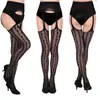 Medias Negras Sexy Malla Jacquard Liguero Todo en Uno Medias Fuente del Tesoro de Comercio Exterior Europeo y Americano