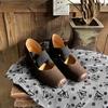 Zapatos de Ballet Vintage Desgastados de Cuero Completo Otoño 2026 con Diseño de Nariz de Cerdo, Zapatos Individuales de Moda para Interiores y Exteriores para Pies Anchos, Calzado Hecho a Mano para Mujer
