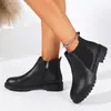 Botas Estilo Britânico Martin Femininas Outono Inverno Novas Bico Redondo Salto Grosso Meio da Panturrilha Botas Curtas Botas Chelsea Pretas Atacado