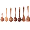 Espátula coladora de madera estilo japonés cuchara de sopa cuchara de madera para el hogar cocina mango largo espátula de madera grande antiadherente