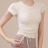 Top de Pilates Yoga Verano Fruncido Ropa de Fitness para Mujer Transpirable de Secado Rápido Body Deportivo de Manga Corta Camiseta