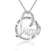 Elle Mosha Jewelry S925 Pingente Redondo Prata Coração-Em Forma de Diamante MOM Dia das Mães Presente Colar Jóias