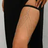 YUE Cadena de pierna multicapa nueva transfronteriza europea y americana para mujer, adecuada para estilo callejero moderno, anillo de pierna de banda elástica con cadena de diamantes H0002