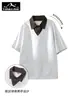 Ropa para Hombre Explorer Estilo Old Money Cuello de Cuadros Retazos Falso Dos Piezas Camisa Polo Unisex Camiseta Versátil Top para Hombre