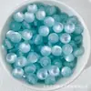 Cuentas Redondas de 8-12 mm Ojo de Gato de Imitación Cuentas de Resina Agujero Recto Pulsera Colgante Cadena de Teléfono Hechos a Mano con Cuentas Sueltas