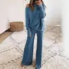 Pantalones Largos de Pierna Ancha de Cintura Alta con Cordón, Manga Larga Tipo Murciélago, Color Sólido Simple, Otoño e Invierno Nuevo, Transfronterizo Amazon Tiktok