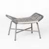 Conjunto de móveis de rattan para exterior de três peças: sofá de lazer para terraço de pátio, mesa de centro simples para exterior e combinação de mesa e cadeira pequenas para pousadas