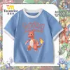 Camiseta Manga Curta Infantil Pokemon Charizard Pássaro Lugia Tartaruga Algodão Puro Gola Redonda Meia Manga Top 7