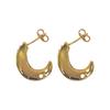 C Nuevos aretes de media luna de nicho de lujo ligero modernos geniales a la moda cobre chapado en oro aguja de plata S925 circonita brillante femenino