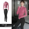 Conjunto Esportivo de Outono Roupa de Yoga Feminina Roupa Apertada de Academia Jaqueta Pêssego Roupas de Corrida Matinal Fitness