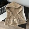 Pasamontañas de Corea del Sur para mujer otoño e invierno cálido gorro de punto bufanda integrada para montar a prueba de viento lana gorro pullover