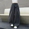 Calças Casuais para Meninas 2026 Outono Novo Estilo Crianças Médias e Grandes Cor Sólida Calças de Perna Larga Calças de Perna Reta Calças Longas para Exterior Roupa Infantil