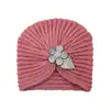 Gorro de Punto Floral con Pedrería Estilo Europeo y Americano, Gorro de Lana Transfronterizo, Gorro de Lana con Patrón de Hojas, Gorro Cálido para Proteger los Oídos