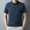 Camisa Polo de Verano Camiseta de Manga Corta para Hombre Malla de Seda de Hielo Sensación Fresca Ajustada Jacquard Cuello Polo Top de Media Manga