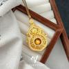 Estilo Joyería de Oro Doble Cara Incrustado de Diamantes Cuatro Bellezas de la Vida Calado Filigrana Rotatorio Colgante Grande de Calabaza Colgante de Calabaza Chapado en Cobre Dorado