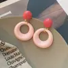 Pendientes de Círculo Coloridos Dopamina Verano Dulce Corazón Aguja de Plata Frescos Acrílicos Nicho Estilo Vacaciones