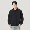 Nueva Sudadera con Cuello de Botón para Hombre Otoño/Invierno 2026, Moda Urbana Americana de Calle, Manga Larga, Estilo Hong Kong, Top de Moda para Hombre