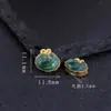 Pingente de nove palácios com fofoca em prata S925 banhada a ouro 24k com jade natural, contas espaçadoras para uso e combinação DIY, pequenos acessórios