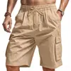 Shorts de verano para hombre europeos y americanos transfronterizos, amigables con la piel, transpirables, de corte holgado, shorts casuales de playa multibolsillos