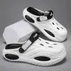 Zapatos de Exterior para Cruce de Agua con Bloques de Color Suela Gruesa Agujeros Hombres Verano Nuevo Estilo Ropa Exterior Antideslizantes Punta Cerrada para Conducir Sandalias de Playa