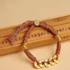 Método Antiguo de Heredar Cinco Monedas Placa de Monedas de Cobre Accesorios de Cuerda para la Mano Pulsera de Cuerda Roja Trenzada DIY Joyería de Cuentas al por Mayor