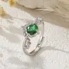 Anillo de Piedra de Imitación con Acabado de Alta Gama, Apertura Ajustable, Estilo Palaciego de Moda, Anillo Ajustable de Zirconia Oval Microincrustada