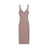 26 Vestido Sexy Ajustado de Tirantes Finos con Abertura, Vestido de Verano de Algodón Acanalado, Vestido Largo Estilo Francés con Escote en V Pequeño para Mujer