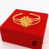 Pulsera de mujer con flor abierta de oro y arena vietnamita bañada en cobre y moneda europea, joyería de boda duradera, joyería de oro.