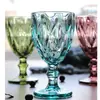 Venta al por mayor Transfronteriza Vasos de Vino Altos de Vidrio de Color en Relieve, Copas de Vino, Vasos de Jugo, Vasos de Agua para Restaurante, Suministros para Bar