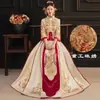 Vestido de Noiva Xiuhe 2026 Novo Estilo Dourado Champagne Vestido Estilo Chinês Traje de Casal Dragão e Fênix para Brinde Homens e Mulheres