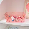 Cesta de Armazenamento de Artigos Diversos para Desktop Acrílico Transparente Coração Girly Macaron Caixa de Armazenamento de Material Escolar para Dormitório Estudantil