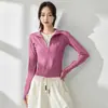 Cárdigan Deportivo de Secado Rápido, Cuello Alto, Manga Larga, Prenda para Correr y Fitness, Chaqueta Deportiva de Yoga, Chaqueta Ajustada de Secado Rápido para Mujer