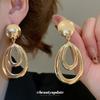 Pendientes Colgantes de Gota Hueca Lisos Transfronterizos Europeos y Americanos de Aguja de Plata, Aretes Versátiles de Moda, Pendientes de Diseño de Nicho para Mujer
