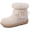 Botas de Nieve Gruesas de Suela Gruesa con Forro Polar y Encaje de Lazo para Mujer 2025 Nuevos Zapatos de Piel Engrosados de Invierno Zapatos de Algodón Botines Cortos