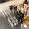 Almacenamiento a prueba de polvo, organizador de escritorio transparente con 36 compartimentos para labiales, expositor de cosméticos, caja organizadora de plástico para labiales