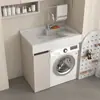 Gabinete de Lavadora de Aluminio Integrado tipo Panal con Fregadero para Apartamentos Pequeños, Combinación Integrada para Balcón con Tina y Lavadero para Baño