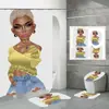 Venda Direta de Fábrica Transfronteiriça Impressão Digital 3D Impermeável Poliéster Nova Mulher Africana Divisória de Banheiro Cortina de Chuveiro Conjunto de Quatro Peças