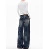 Jeans Wide Leg Relaxado para Mulheres de Cintura Alta Reta Solta Primavera Tendência Versátil Calças Wide Leg