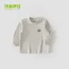 Camiseta de base cálida de otoño e invierno para niños, cuello redondo de jengibre, top, ropa de otoño para bebé, ropa cálida de invierno, camiseta de manga larga para bebé