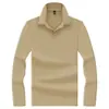 Camisa Polo de Algodão Mercerizado Cor Sólida Manga Longa para Homens de Meia-Idade e Jovens, Casual de Negócios Primavera e Outono, Multicor, Gola, Elástico, Camiseta Masculina