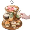 Soporte de Exhibición Decorativo Transfronterizo con Estante de Exhibición en Capas, Soporte para Cupcakes, Soporte para Pastel de Fiesta de Cumpleaños, Soporte para Pastel de Madera de Acacia