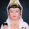 Estátua de Buda Bodhisattva Guanyin Imitação Jade Branco Bodhisattva Guanyin de Nanhai Casa Sentada Lótus Estátua de Bodhisattva Guanyin