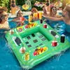 Mesa de Póker Inflable para Juegos Fiesta en la Piscina Impermeable Portavasos para Tarjetas de Póker para Guardar Bebidas y Frutas Barra de Hielo Inflable